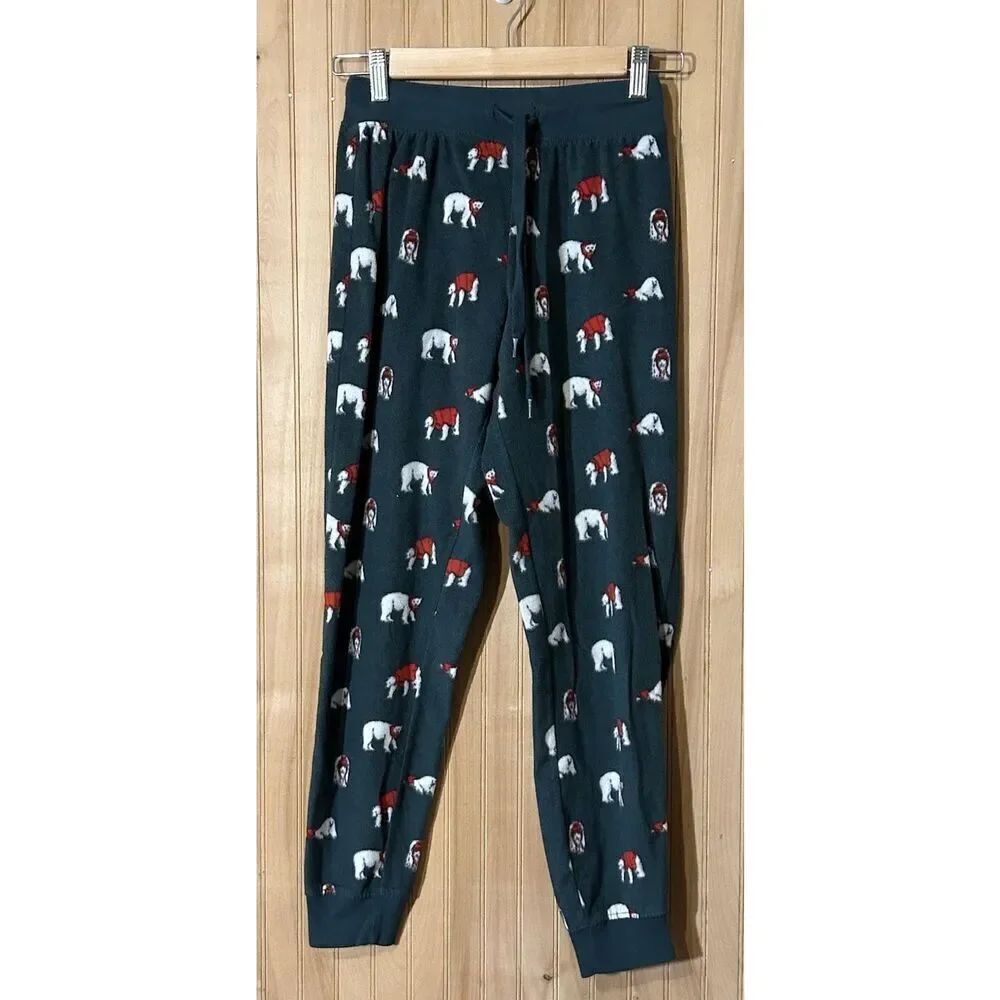 Aeropostale Women's Small Pajama Pants Dark Green Bears